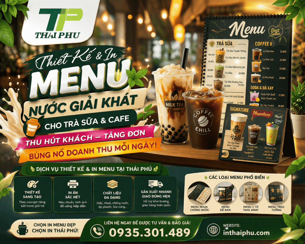 Thiết Kế & In Menu Nước Giải Khát Đẹp – Thu Hút Khách
